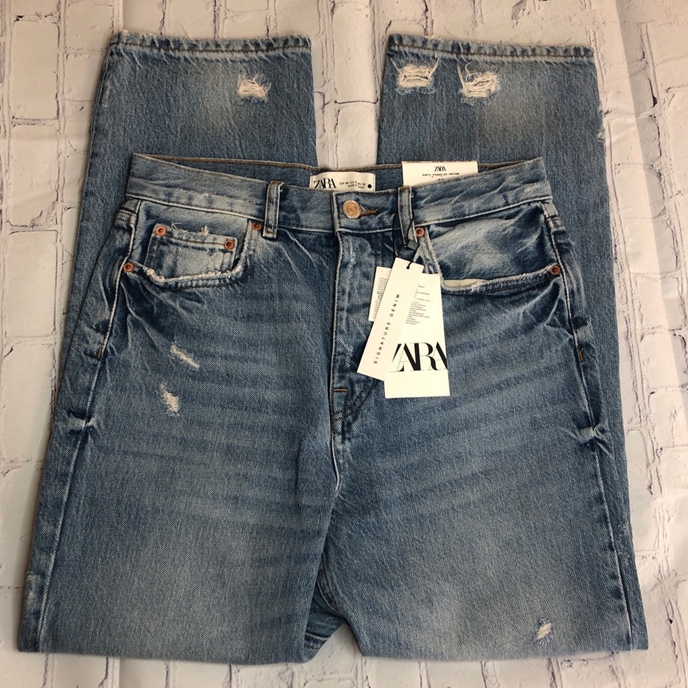 NEW Straight ZARA High Rise Light Wash Denim Women's Sz 6 Coastal Cowgirl Jeans - Picture 3 of 16